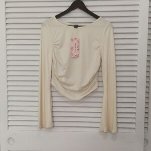 Elegant Cream Long Sleeve Women's Top